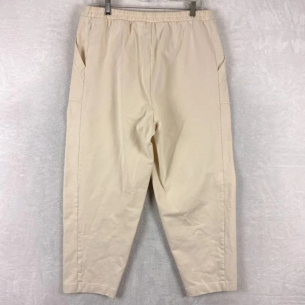 Vuori Pants Womens XL Cream Mackenzie Elastic Waist Preppy Minimalist Yoga Gym